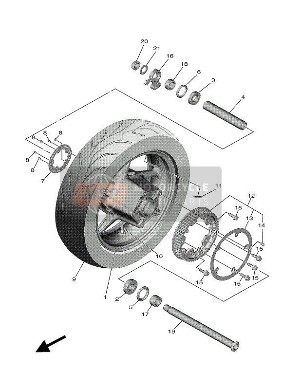 Yamaha TMAX DX ABS 2018 Rear Wheel for a 2018 Yamaha TMAX DX ABS